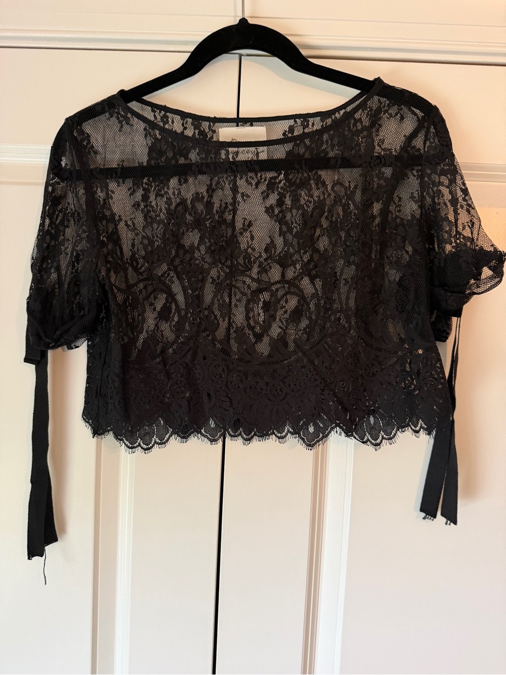 Pencey Black Lace Cropped Top
